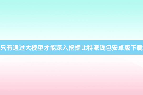 只有通过大模型才能深入挖掘比特派钱包安卓版下载