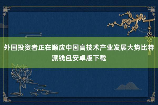 外国投资者正在顺应中国高技术产业发展大势比特派钱包安卓版下载