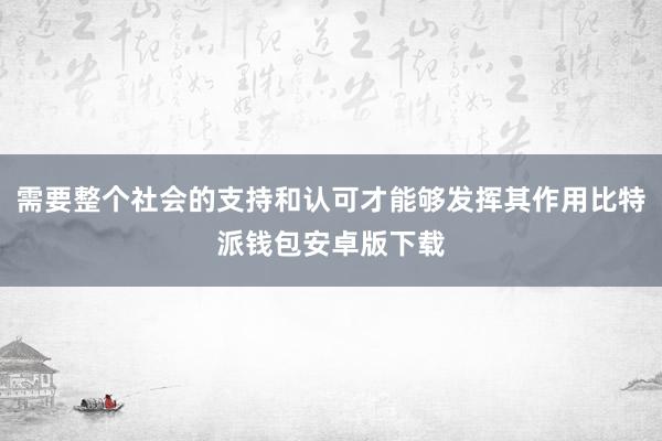 需要整个社会的支持和认可才能够发挥其作用比特派钱包安卓版下载