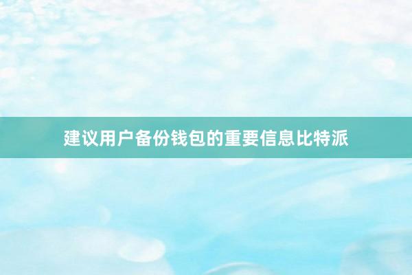 建议用户备份钱包的重要信息比特派