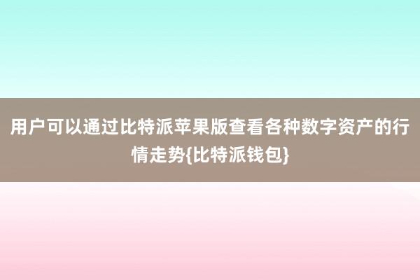 用户可以通过比特派苹果版查看各种数字资产的行情走势{比特派钱包}