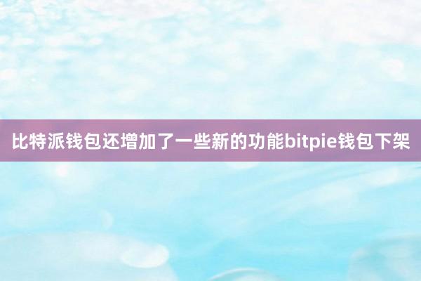 比特派钱包还增加了一些新的功能bitpie钱包下架