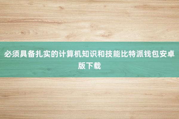 必须具备扎实的计算机知识和技能比特派钱包安卓版下载